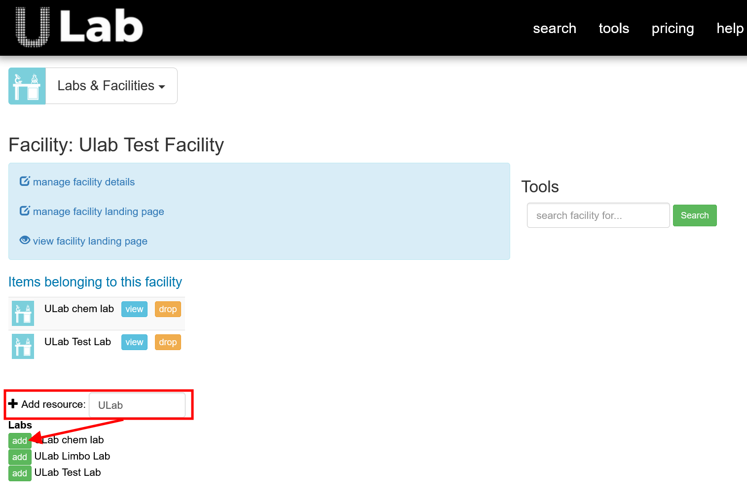 add labs and kit to facility